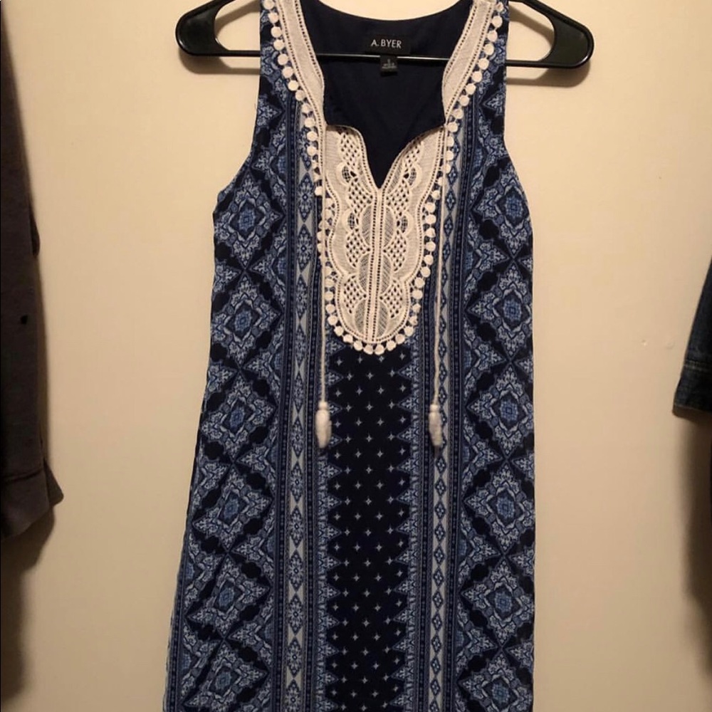 Blue dress with lace detailing